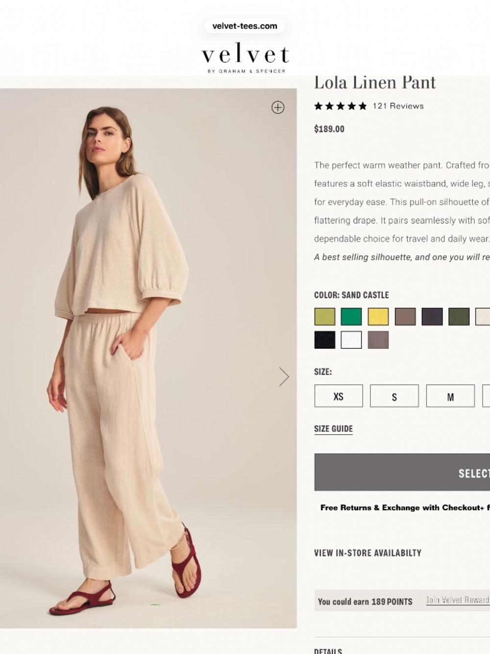 VELVET BY GRAHAM & SPENCER /LINEN PANT LOLA